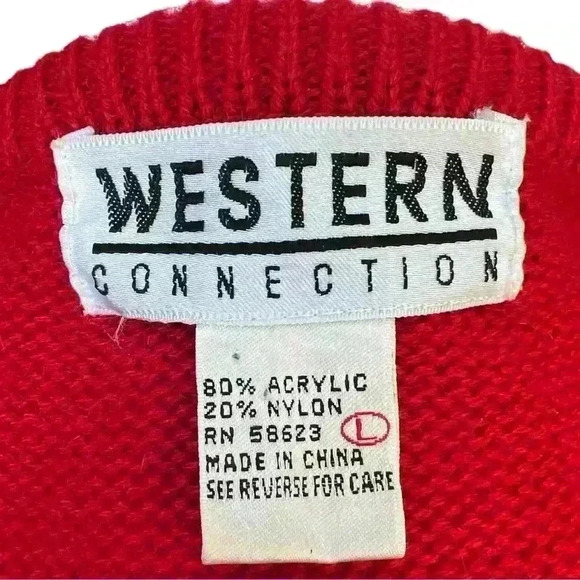Vintage Western Connection Embellished Women’s Red Sweater Sequins Beads Size L - Picture 9 of 11